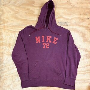 Nike Swoosh Spell Out Embroidered Hoodie Sweatshirt Size XL Burgundy